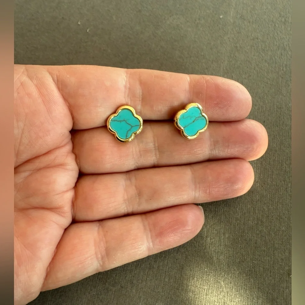New Clover Turquoise Stud Earrings